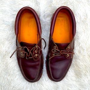 Timberland Handsewn Boat Lace-Up Shoes, Men's sz 10, brown.